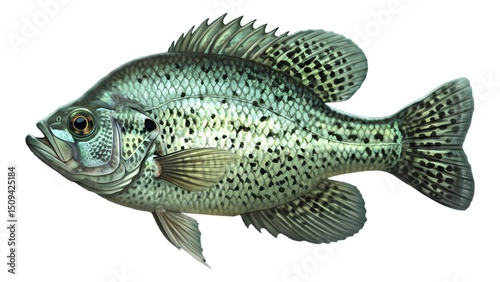 High-quality close-up image of a Black Crappie fish (Pomoxis nigromaculatus) 