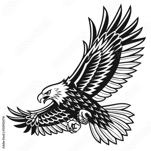 "Spiritual Eagle Totem – Tribal Animal Vector Drawing"

