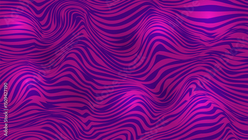 Abstract neon background. Bright wavy background. Synthwave sci-fi backdrop. Vector template for your creative design.
