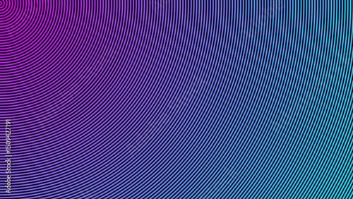 Abstract neon background. Retro 1980 style bright wavy background. Synthwave sci-fi backdrop. Concentric circles horizontal banner. Optical illusion vector illustration.