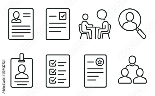 License icon set. Linear style