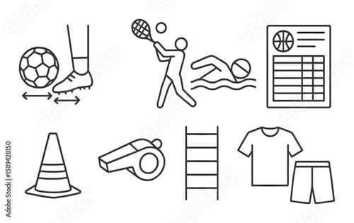 Sports training icons set – silhouette, fitness, and exercise design elements