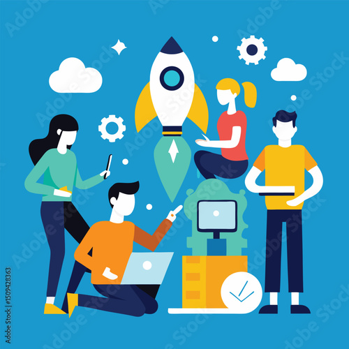 Cartoon vector illustration set of business people with money icons