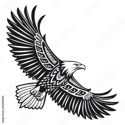 "Tribal Eagle Vector – Flying Bird in Tattoo Style"

