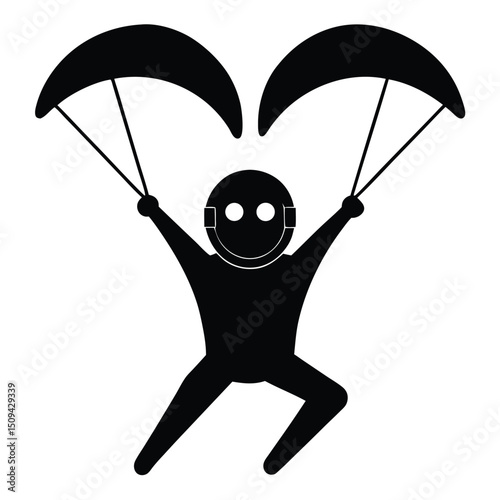 Funny 3D-render cartoon man with a mask, gun, and a happy robot cat icon design