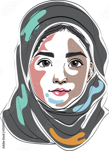 arabian girl hijab art painting style