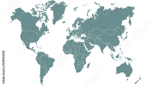 World map. Grey modern vector map. Silhouette map.	