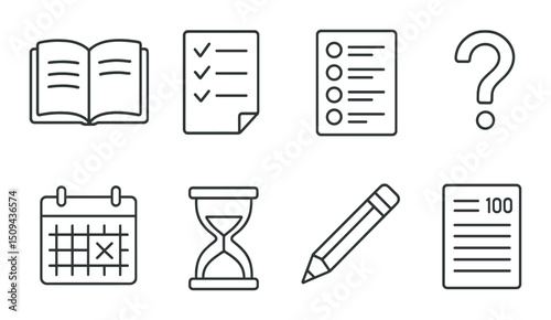 Educational icons set – silhouette, learning, teaching, academic symbols