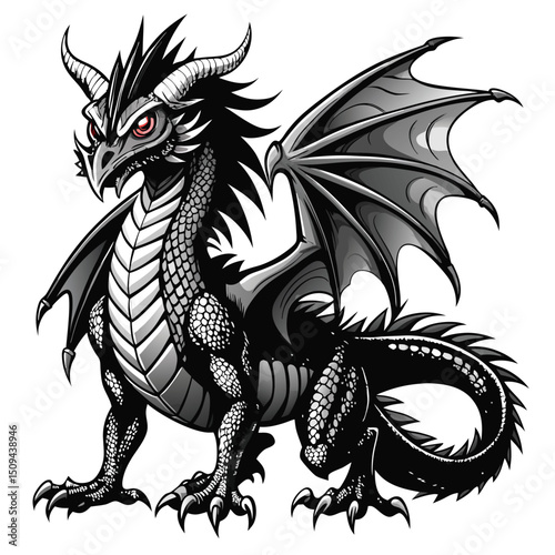 Intimidating Black Dragon with Red Eyes