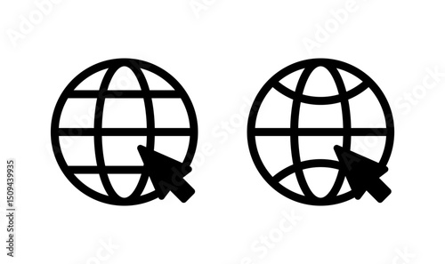 Web icon logo design. go to web sign and symbol. web click icon. Global search icon