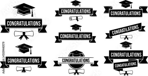 vector set of Senior class of 2025 year, graduation vector template
