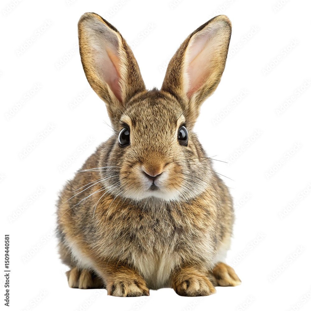 Fototapeta premium Adorable brown rabbit sitting isolated on transparent background