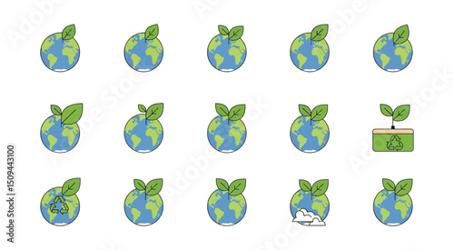 World environment day eco friendly graphics white design elements isolated on white background