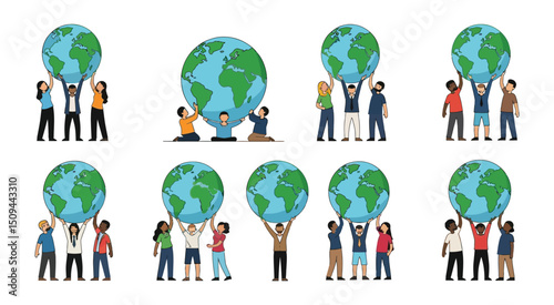 World environment day eco friendly graphics white design elements isolated on white background