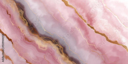 Soft pink onyx-style marble with wavy gold streaks, fluid luxury texture for abstract design
