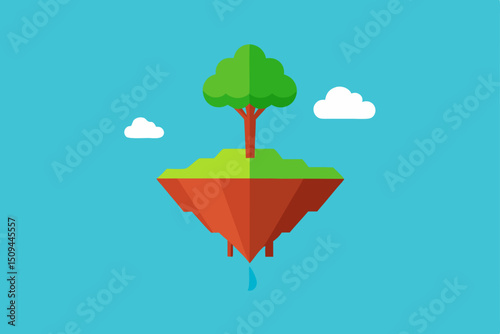 vector illustration of a tree in a circle