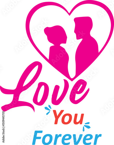 Love you forever couple heart romantic design