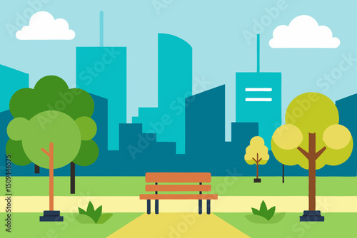 city landscape with trees