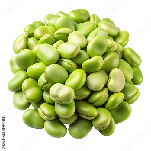 Fresh green fava beans in a pile isolated on transparent background