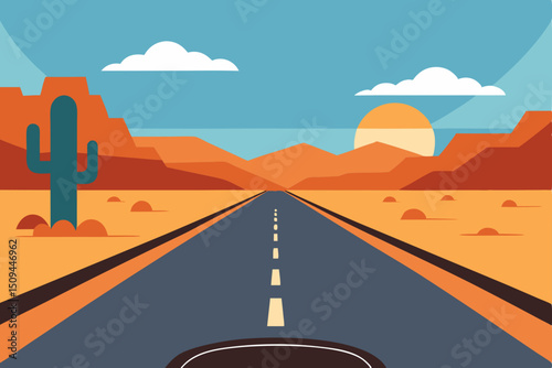 Desert highway stretching towards Monument Valley's horizon under a vast sky