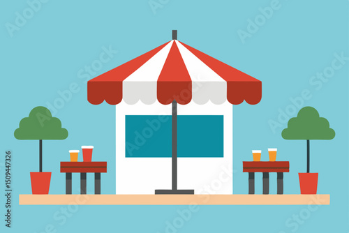 Vector illustration of a charming cafe and house, ideal for a village street or beachside shop design