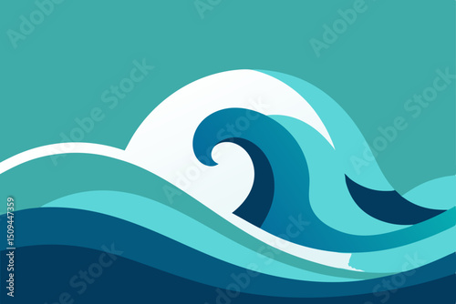 Abstract vector illustration of a dolphin in an ocean wave design