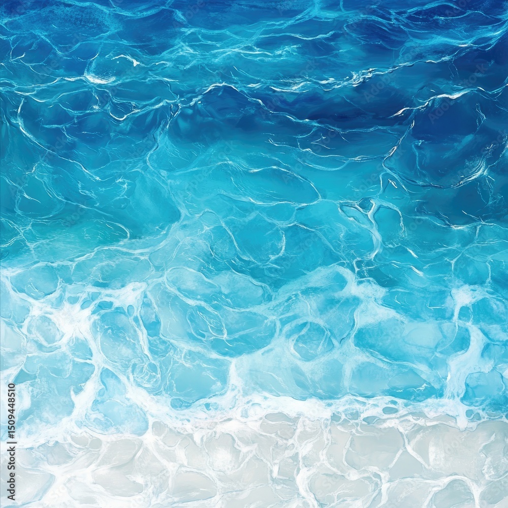 Obraz premium Azure ocean waves lapping at the shore