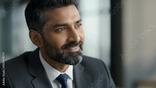 Focused Business Professional in a Formal Suit, Engaged in Strategic Planning or Analysis