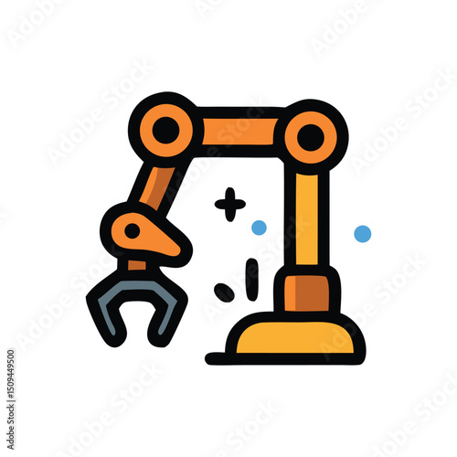 Mechanical icon arms with powerful claws for precision work, ideal for industries like manufacturing, assembly, robotics. Automation technology concept.
