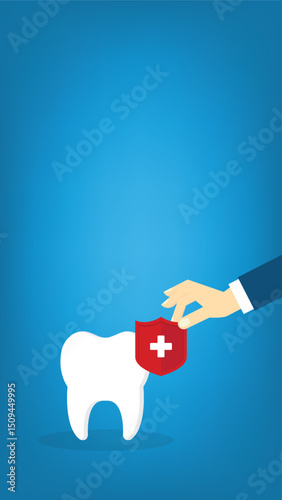 Dental insurance covering healthcare and medical cost, tooth protection or dental care concept	