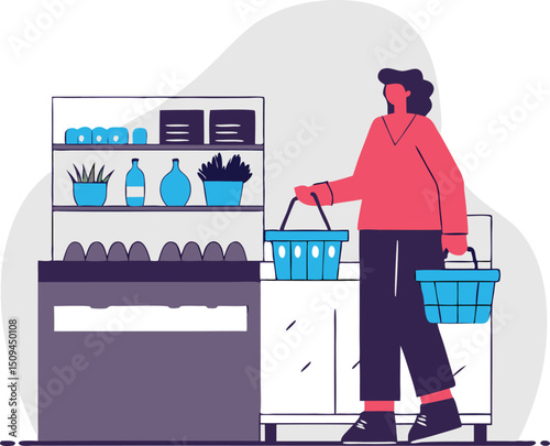 Flat Isometric Vector Illustration of Diverse Group Shopping in a Vegetable Market

