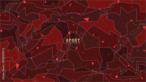Modern Red Sport Background with Abstract Geometric Shapes and Dynamic Polygonal Layout