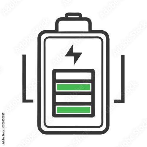Battery charging icon three quarters full power level indicator