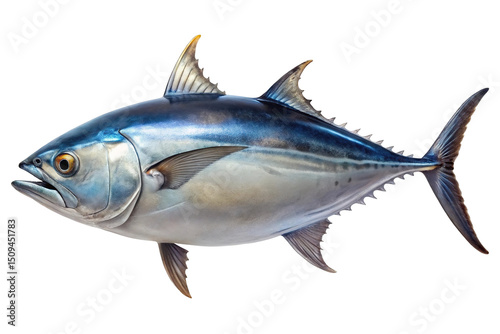Detailed closeup of albacore tuna isolated on transparent background