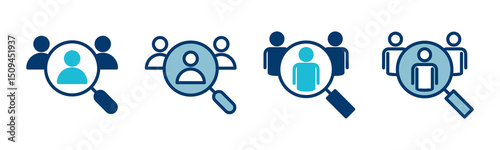 Hiring icon vector isolated on white background. Human resources concept. Recruitment. Search job vacancy icon. Hire. Find people icon