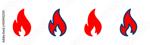 Fire icon vector isolated on white background. Fire flame icon template. Fire flames symbol vector