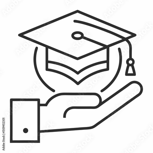 Graduation cap held in a hand symbolizing education support