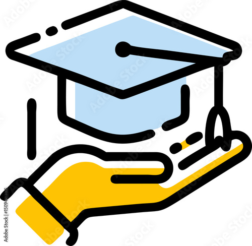 Graduation cap in hand education achievement success learning knowledge
