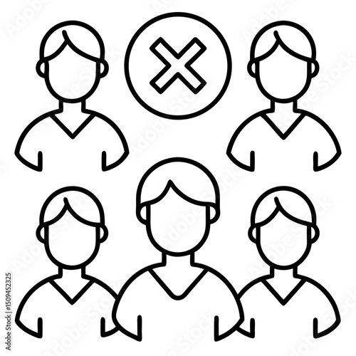 Group of people icon with exclusion symbol team rejection