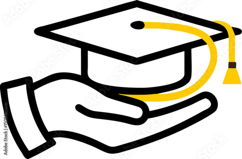 Hand gently holding graduation cap symbol of education success