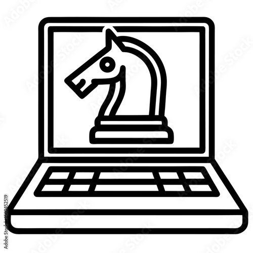 Online strategy knight chess piece laptop screen icon