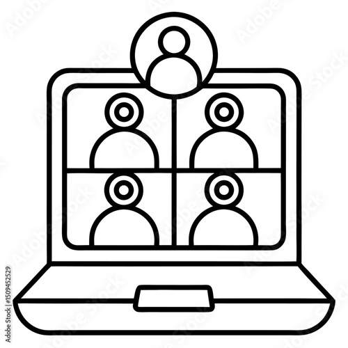 Online meeting laptop screen multiple participants video conference