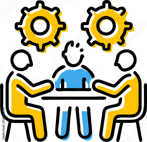 Team collaboration meeting brainstorming ideas gear innovation