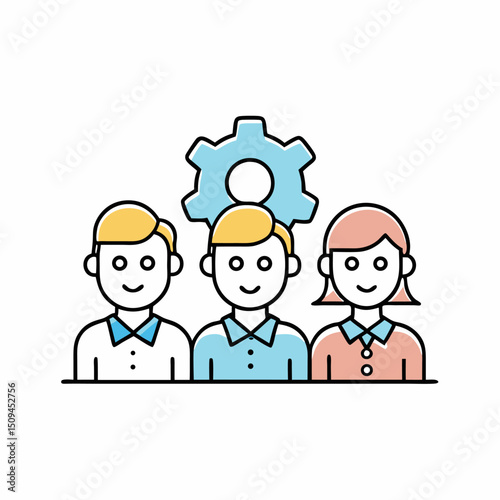Teamwork collaboration business people gear icon