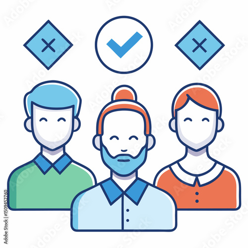 Team selection process approved candidate people icons
