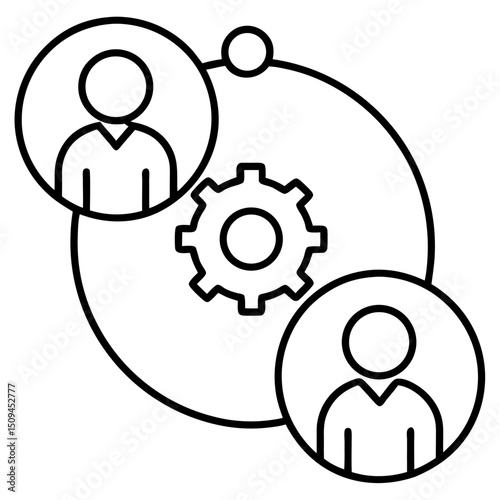 Teamwork collaboration gear icon business people partnership
