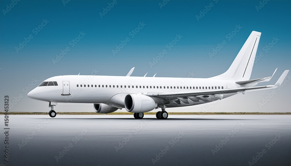 Obraz premium white airplane on a plain background side view shot