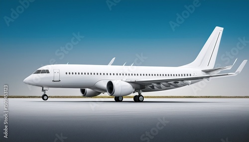white airplane on a plain background side view shot