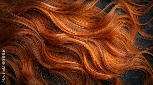 Lush, wavy red hair with highlights and shadows