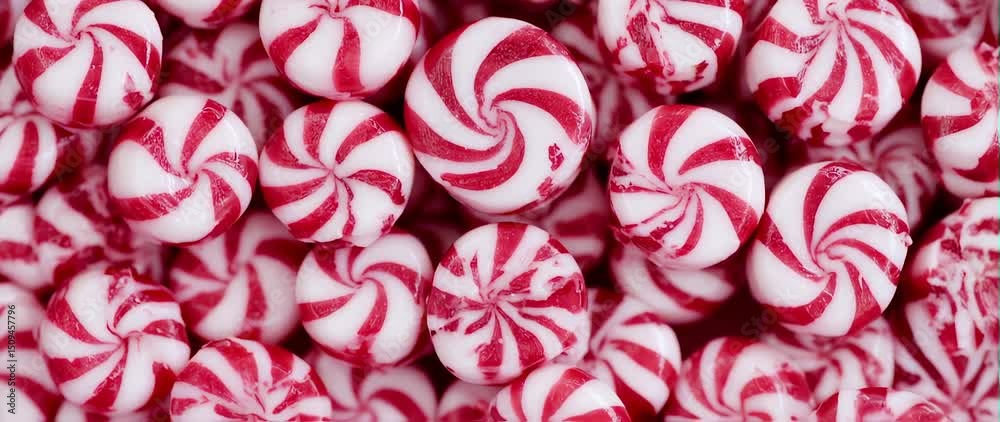 Anamorphic video Perfectly Red and White Peppermint Candies